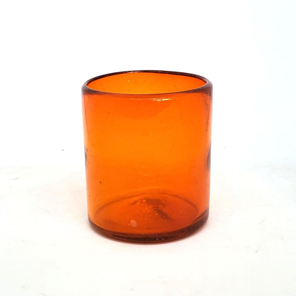 VIDRIO SOPLADO / Vasos chicos 9 oz color Naranja Slido (set de 6) / stos artesanales vasos le darn un toque colorido a su bebida favorita.